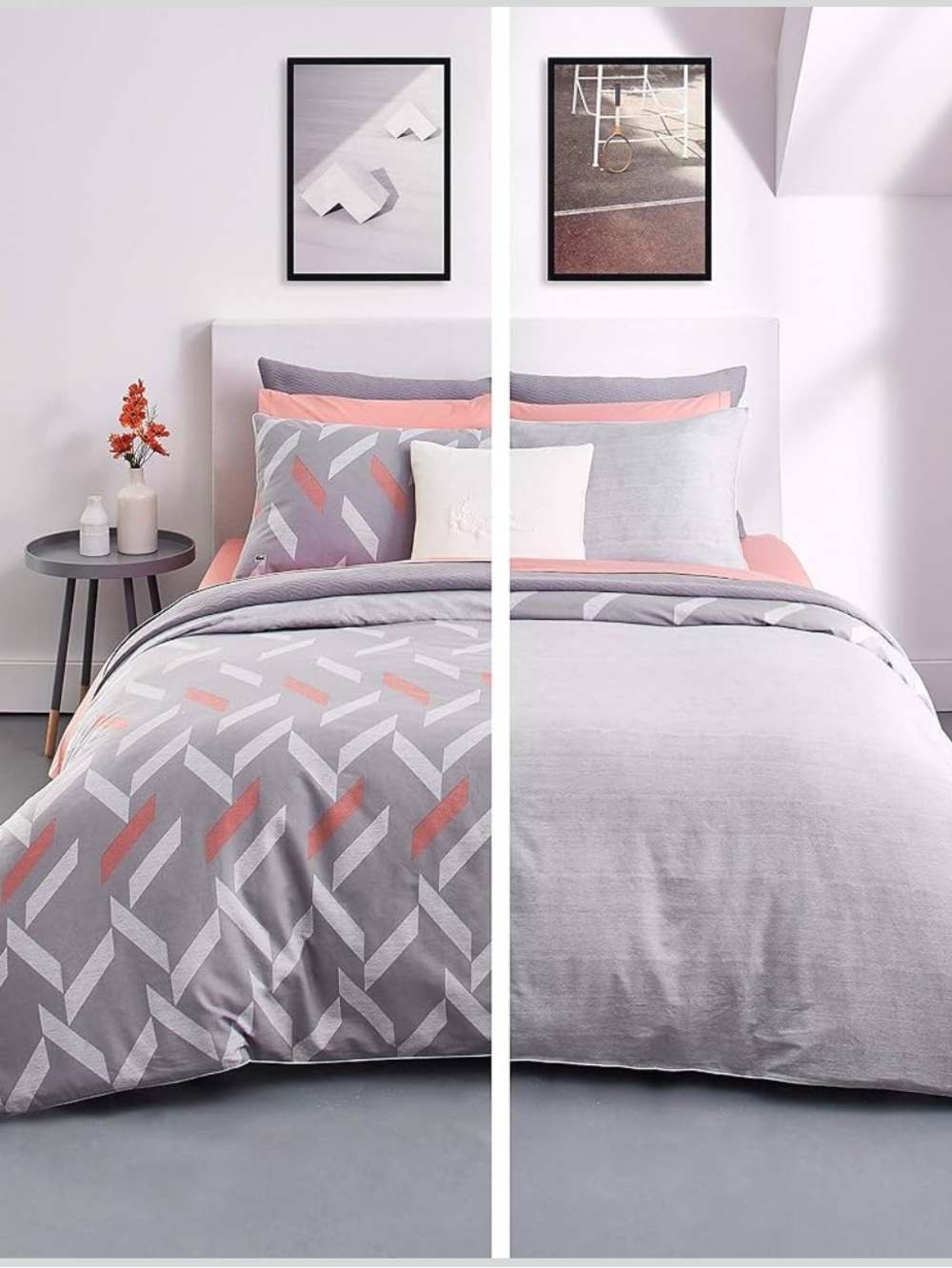 Lacoste Double Collection Reversible Tamarin Grey Twin Duvet Cover